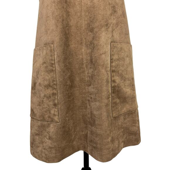 BCBGMaxazria Abbott Mocha Brown Faux Suede Cocktail Mini Shift Dress w POCKETS - Picture 7 of 13